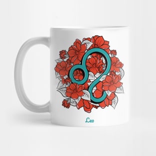 Floral Zodiac Sign Leo Gift Women Men Mug